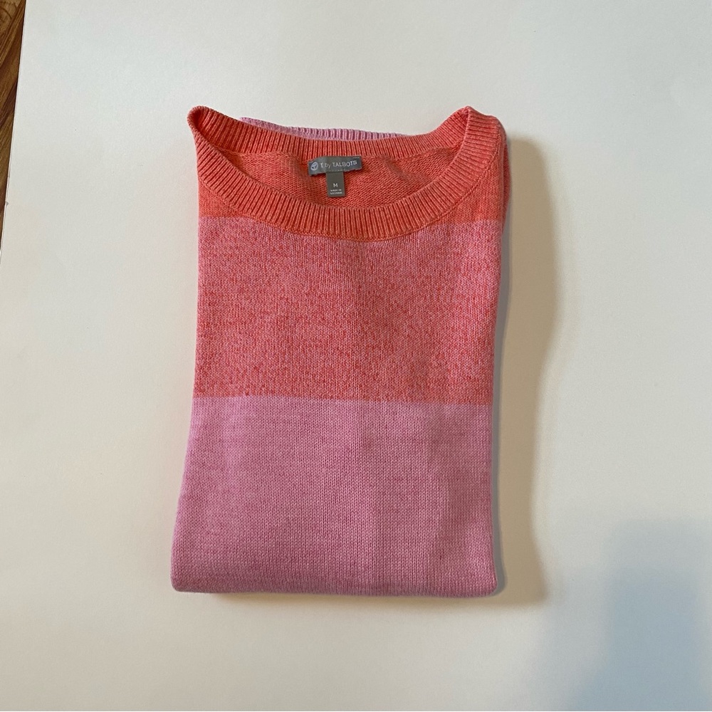 T By Talbots Medium Pink Gradient Striped Sweater - Picture 7 of 7